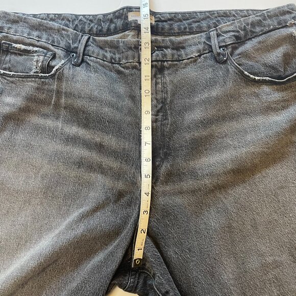 Good American Good Girlfriend Jeans High Rise Black Distressed Stretch Denim - Picture 12 of 14